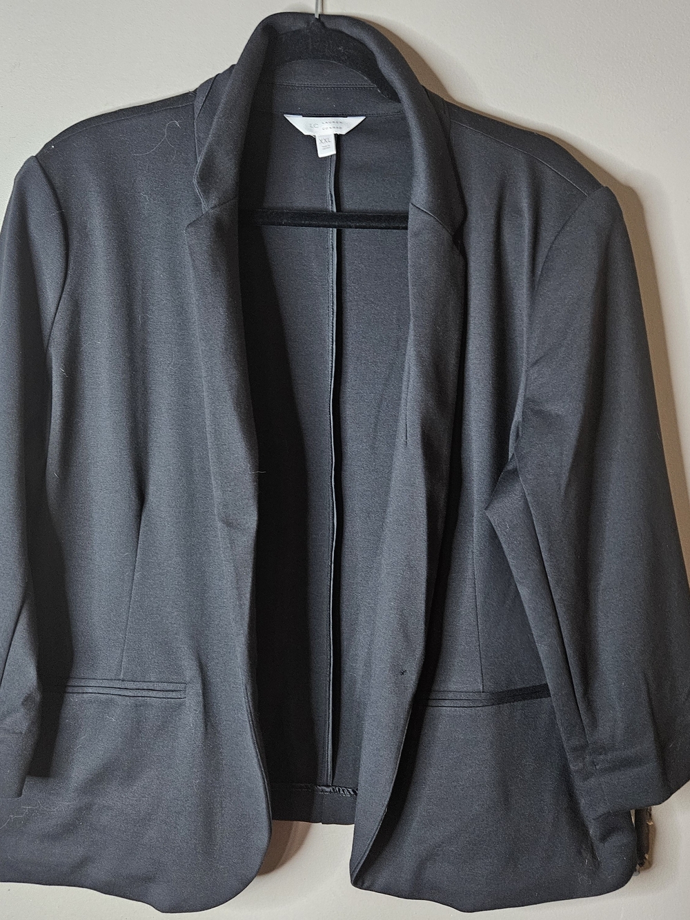 Classic Black Open-Front Women's Blazer By Lauren Conrad Ptp 25" Length 27"